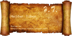 Helfer Tibor névjegykártya